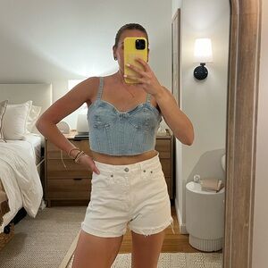 Zara denim cropped tank